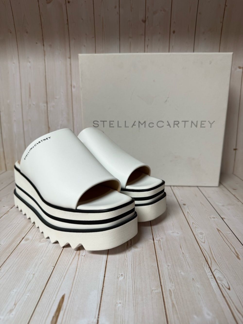 Stella McCartney Sneakelyse Platform Slide Sandals White Sz 39 / 9